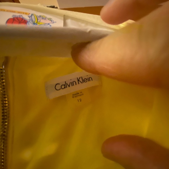 Simple sundress by Calvin Klein. Worn 1x. Pale yellow. Zipper back. - Picture 3 of 4